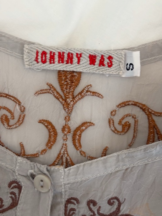 Johnny Was Grey Embroidered Tunic Top Small Bohemian Summer - Picture 5 of 6